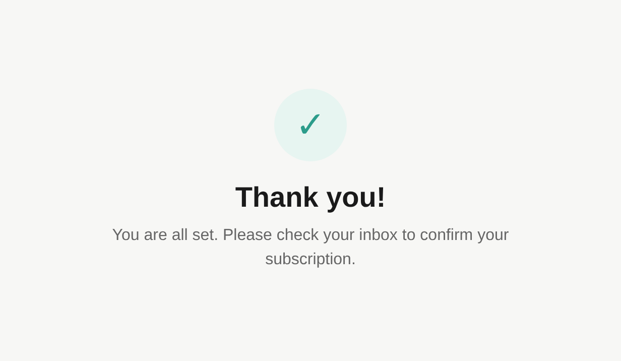 The thank-you page a visitor sees after submitting the survey
